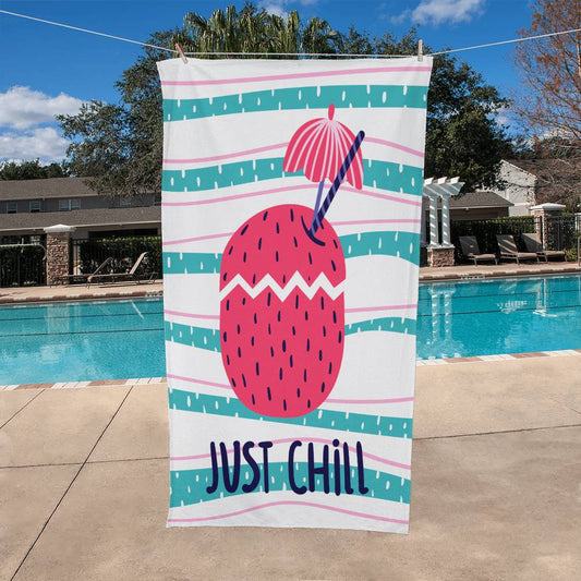 Beach Towel-Just Chill and Fruit Drink