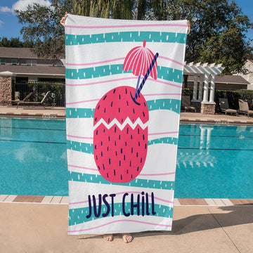 Beach Towel-Just Chill and Fruit Drink