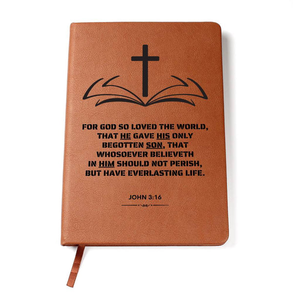 Bible Verse, John 3-16, Leather Graphic Journal