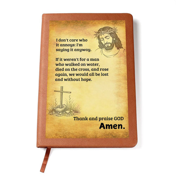 Thanks and praise GOD, Faux Leather Graphic Journal