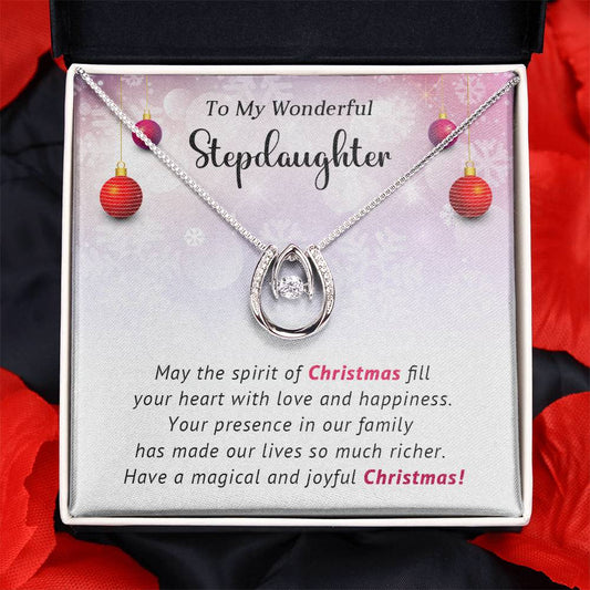 To My Wonderful Stepdaughter - Joyful - Christmas Gift - Lucky In Love Necklace