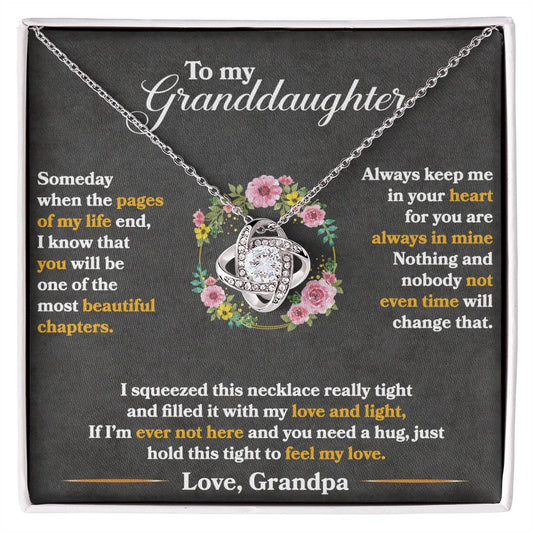 To My Granddaughter, Hold This Tight To Feel My Love -Love Knot Necklace - YERTIZZ.COM