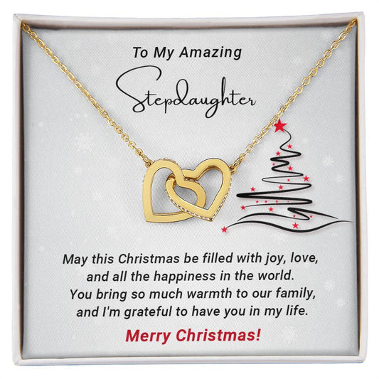 To My Amazing Stepdaughter - Filled with Love - Christmas Gift - Interlocking Hearts Necklace