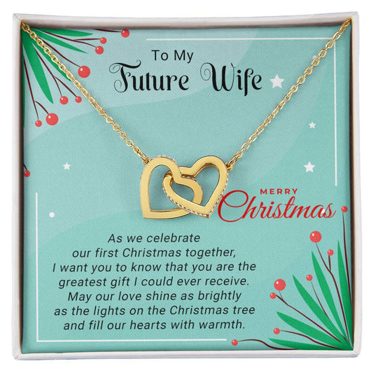 To My Future Wife - Celebrate - Christmas Gift - Interlocking Hearts Necklace