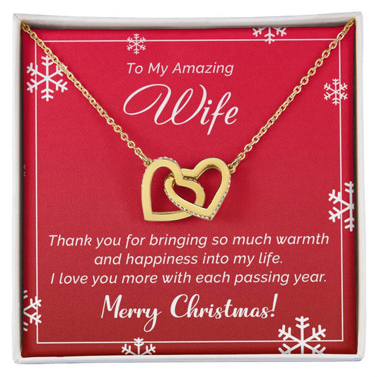 To My Amazing Wife - Happiness - Christmas Gift - Interlocking Hearts Necklace