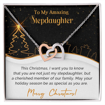 To My Amazing Stepdaughter - Christmas Gift - Interlocking Hearts Necklace