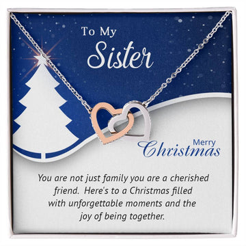 To My Sister - Cherished - Christmas Gift - Interlocking Hearts Necklace