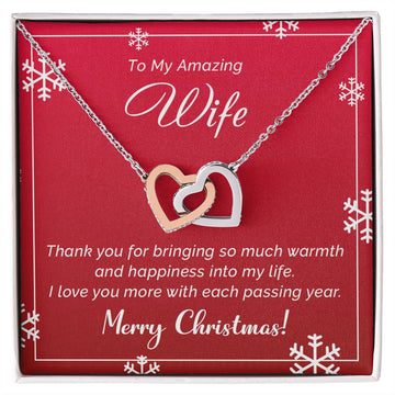 To My Amazing Wife - Happiness - Christmas Gift - Interlocking Hearts Necklace