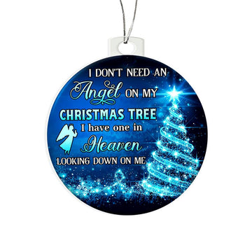 ANLEMIN Christmas in Heaven Ornament Personalized Memorial Ornament for Christmas Tree, Xmas Tree Hanging in Memory of Loved one Gifts - i Love one in Heaven