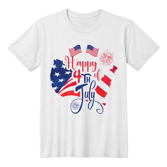 Happy 4th July Flags-Bella + Canvas 3001 Unisex-Jersey Tee Front Print