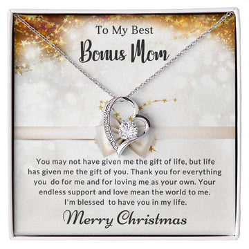 To My Best Bonus Mom - Christmas Gift - Forever Love Necklace