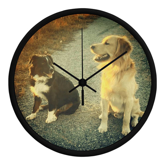 Wall Clock, Wood Frame, Doggies Picture Clock Face - YERTIZZ.COM