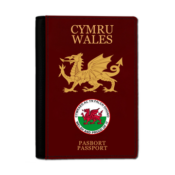 Faux Leather Passport Holder CYMRU-WALES - YERTIZZ.COM