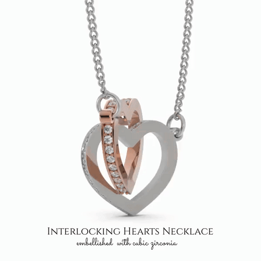 Interlocking Hearts Necklace, Jewelry Gift,  Birthday, Say Sorry, Rose Gold, or 18k yellow gold finish, Nurse girlfriend