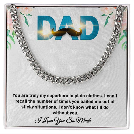 Cuban Linked Chain, Gift, Jewelry, Father, Hero, Love you Dad, Dad