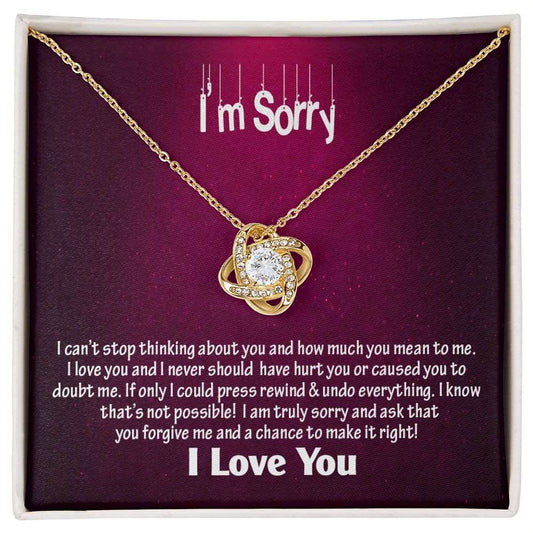 Am Sorry-I Love You, Love Knot Necklace, Jewelry Gift