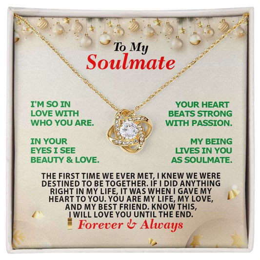 Christmas-Soulmate-Forever Always, Love Knot Necklace, Jewelry Gift