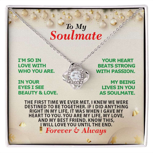 Christmas-Soulmate-Forever Always, Love Knot Necklace, Jewelry Gift