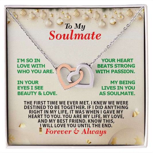 Christmas, To My Soulmate, Forever Always, Interlocking Hearts Necklace, Jewelry Gift