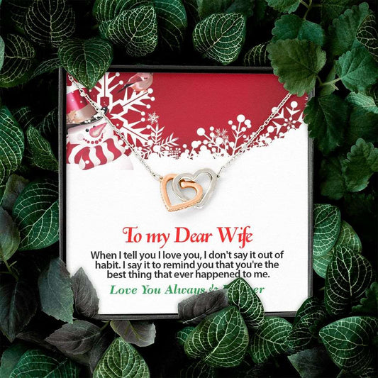 Christmas, To My Dear Wife, Love You Always, Interlocking Hearts Necklace, Jewelry Gift