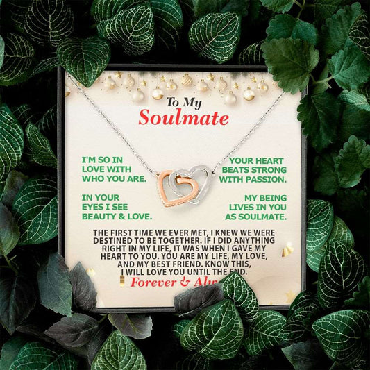 Christmas, To My Soulmate, Forever Always, Interlocking Hearts Necklace, Jewelry Gift