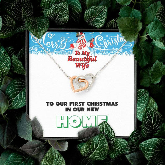 Christmas, To My Beautiful Wife, First Christmas, New Home, Interlocking Hearts Necklace, Jewelry Gift