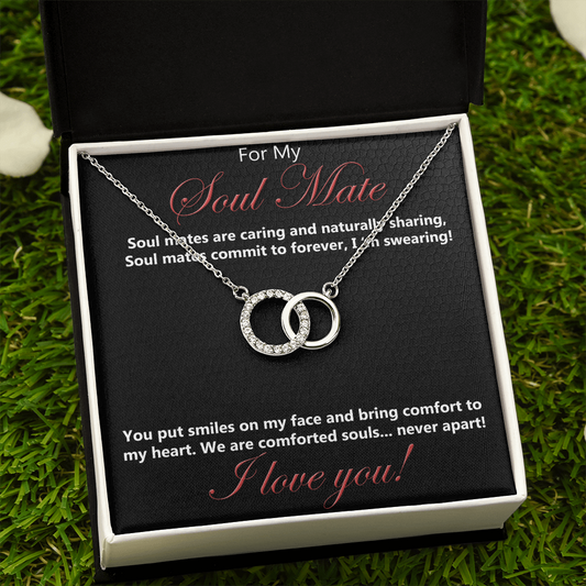 Soul mate, Necklace, Soulmates, Perfect Pair Necklace, Gift, Jewelry, Cubic Zirconia, Crystals, For my, To Soulmate, White Gold over stainless steel, Embellished CZ crystals