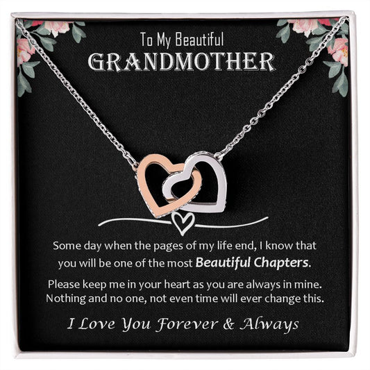 Interlocking Hearts Necklace, Jewelry Gift, Grandmother