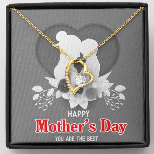 Mother's Day, Gift, Special Woman, Forever Love Necklace, Jewelry, Heart Pendant, Cubic Zirconia, 18K Yellow Gold Finish